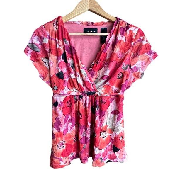 Axcess Tops - AXCESS l Y2K 90s style floral babydoll top with tie waist | SIZE LARGE